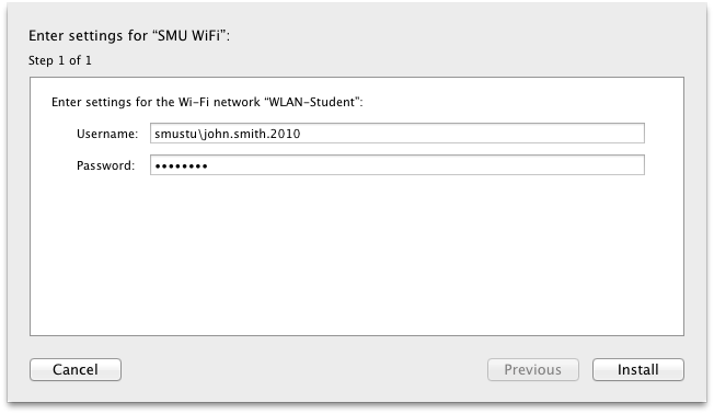 SMU Wifi Config Example